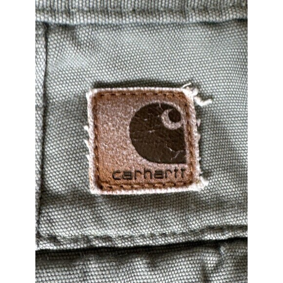 Carhartt Cargo Shorts Size 36 Loden Green B164LDN Canvas Workwear y2k Distressed - Picture 14 of 16